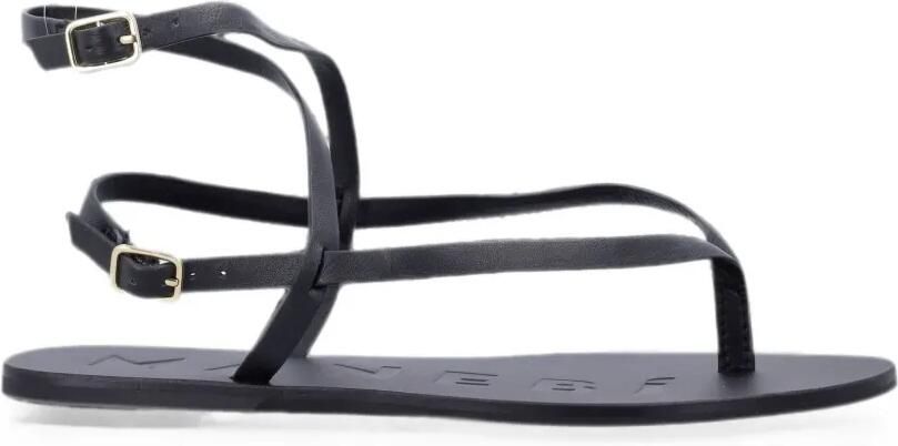Manebi Leren sandalen met gesp Zwart