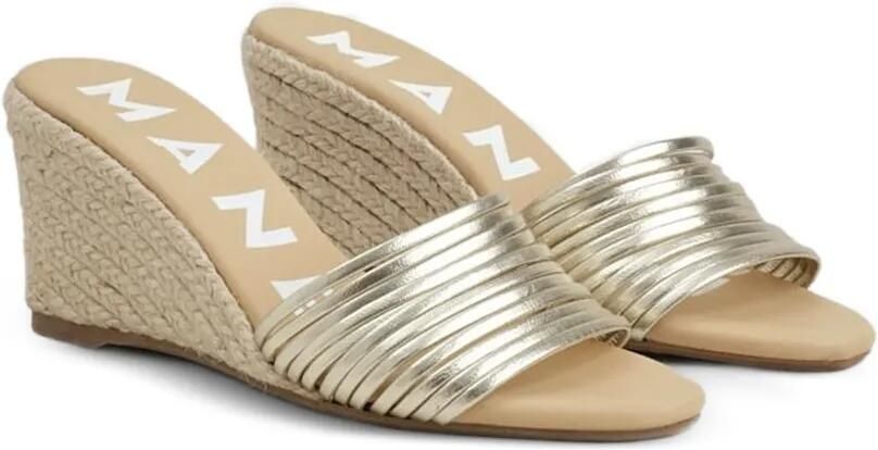 Manebi Espadrilles van metallic leer met sleehak Goud - Foto 3