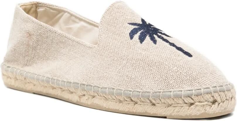 Manebi Platte espadrilles met palmdetail Beige