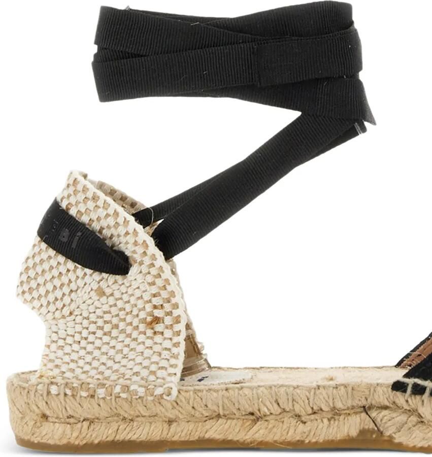 Manebi Platte espadrilles met strikbandjes bij de enkel Zwart - Foto 2