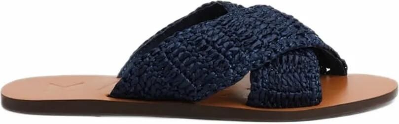Manebi raffia crossover sandals Blauw