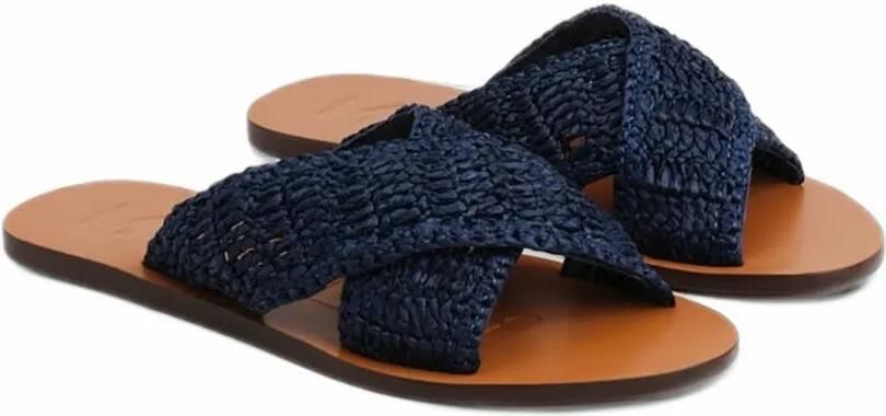 Manebi raffia crossover sandals Blauw - Foto 3