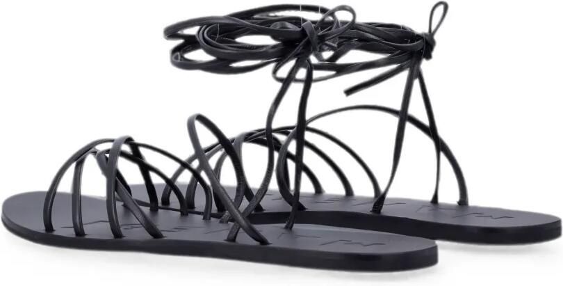 Manebi Sandalen met meerdere bandjes en striksluiting Zwart - Foto 3