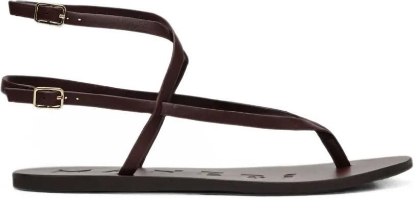 Manebi Sandalen met wikkelbandje Bruin