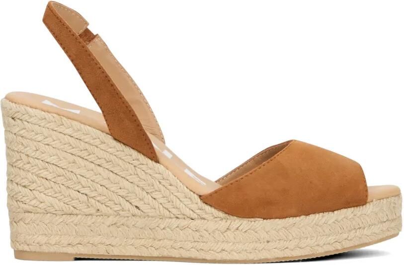 Manebi Suède espadrilles met sleehak Bruin