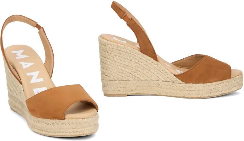Manebi Suède espadrilles met sleehak Bruin - Foto 3