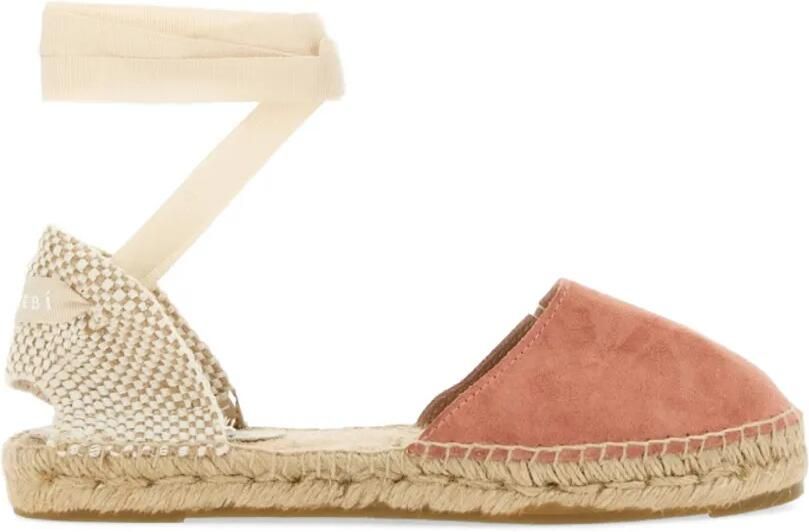 Manebi Suède sandalen met striksluiting Bruin