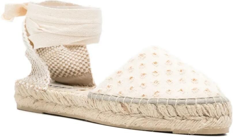Manebi Yucatán espadrilles met striksluiting Beige