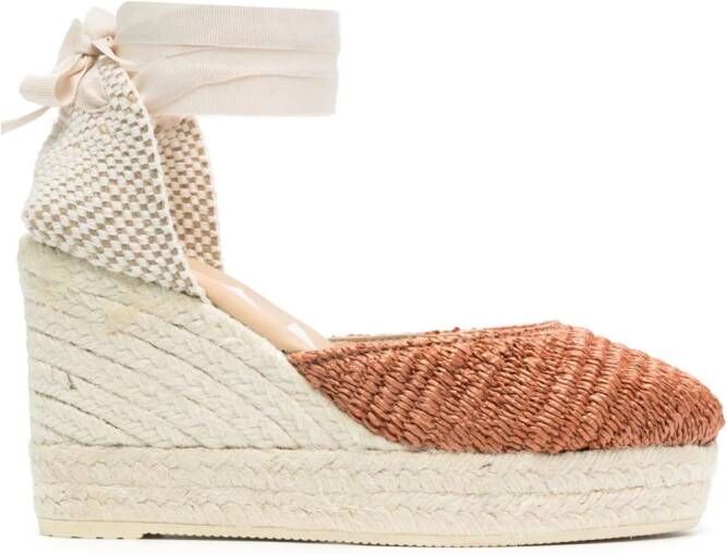 Manebi Yucatán 100 mm espadrilles met sleehak Beige