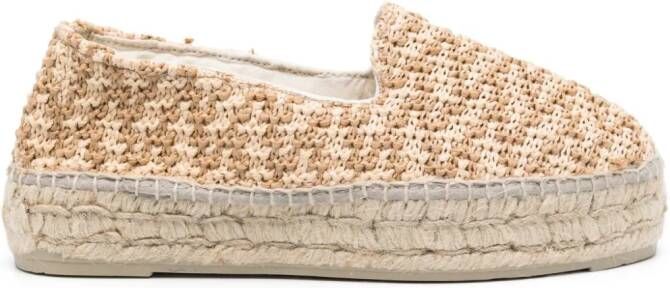 Manebi Raffia espadrilles met zigzag patroon Beige