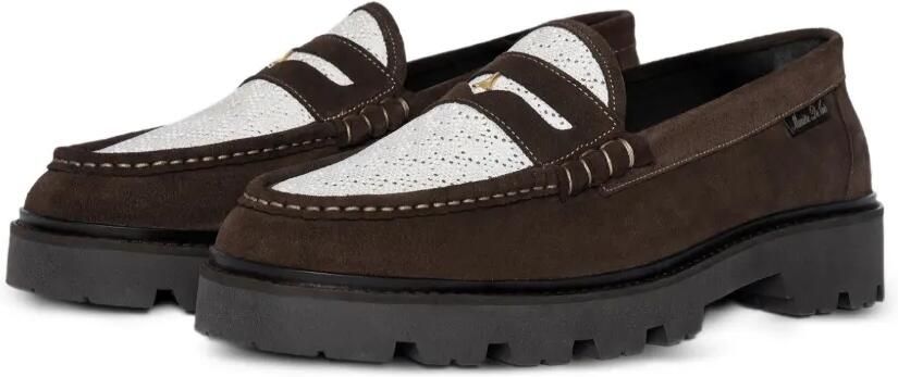 Manière De Voir Diego suède en gehaakte penny loafers Bruin - Foto 4