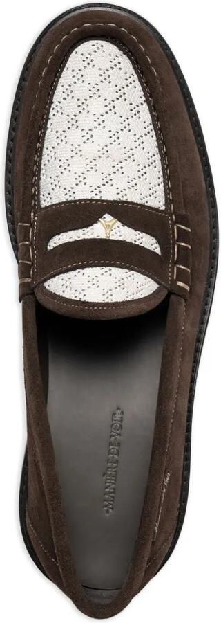Manière De Voir Diego suède en gehaakte penny loafers Bruin - Foto 3