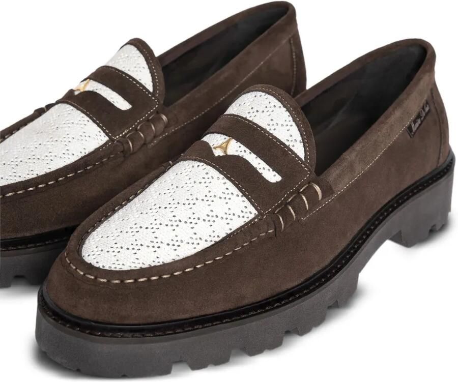 Manière De Voir Diego suède en gehaakte penny loafers Bruin - Foto 2