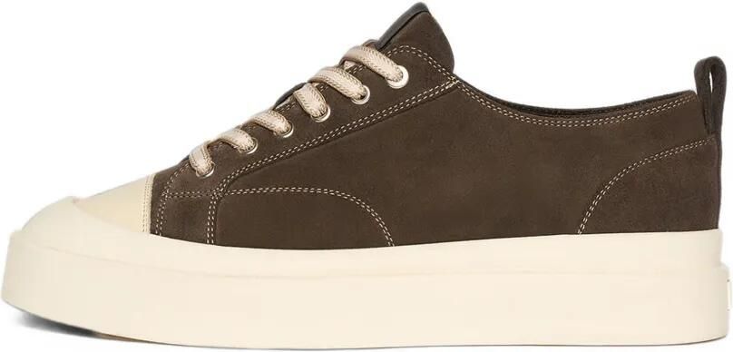 Manière De Voir Vienna in brown suede contrast-stitch sneakers Bruin