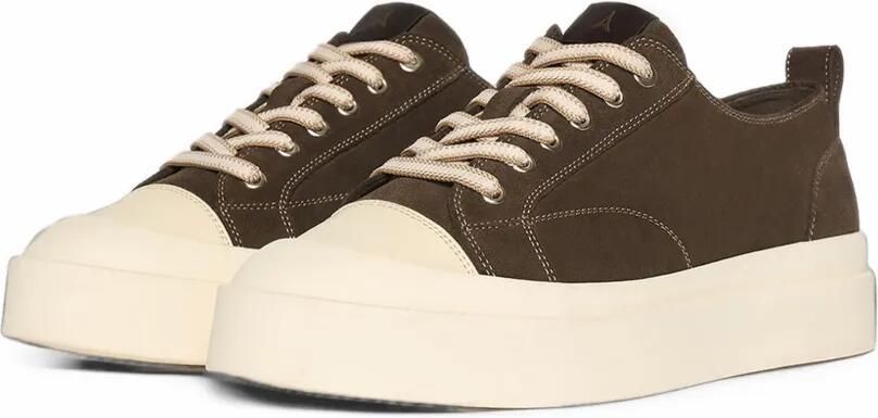Manière De Voir Vienna in brown suede contrast-stitch sneakers Bruin - Foto 4