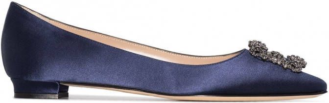 Manolo Blahnik Ballerina's met verfraaide gesp Blauw