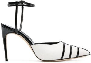 Manolo Blahnik Cetro 105mm linen pumps Wit
