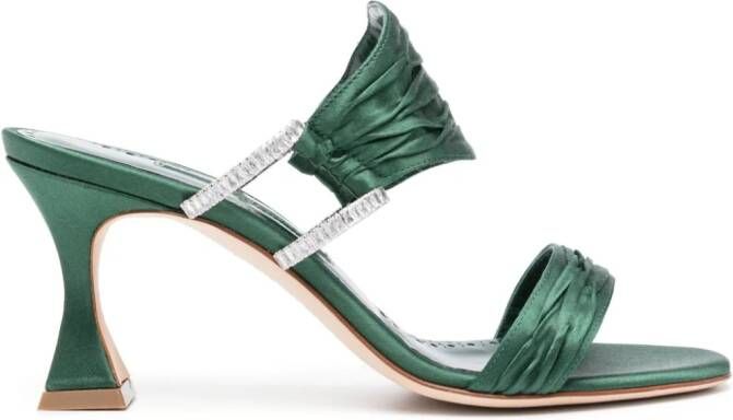 Manolo Blahnik Chinap muiltjes met kristallen gesp Groen