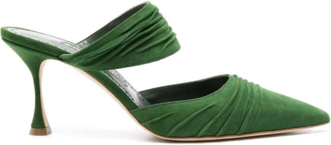 Manolo Blahnik Circeamu 70 mm suède muiltjes Groen