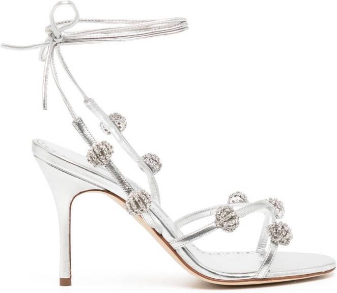 Manolo Blahnik Sandalen met kristal Zilver