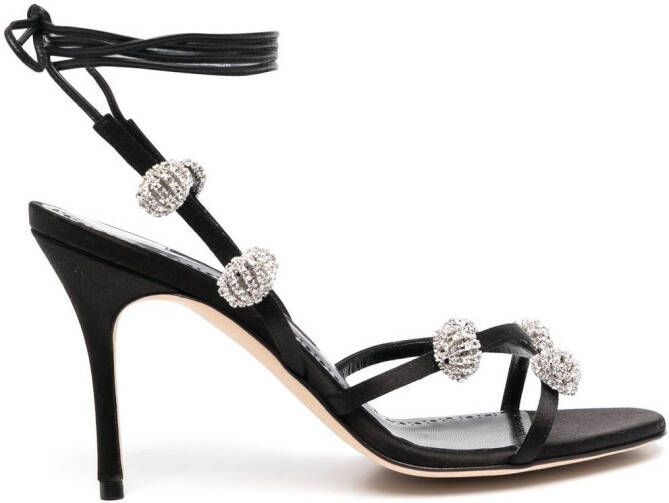 Manolo Blahnik Elsaka verfraaide sandalen Zwart