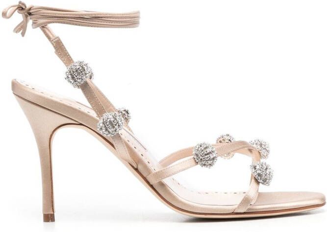 Manolo Blahnik Elsaka sandalen met hak Beige