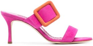 Manolo Blahnik Gable 70mm buckled suede mules Roze