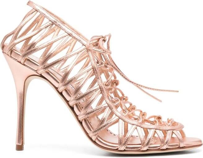 Manolo Blahnik Hamza sandalen met metallic-effect Roze