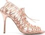 Manolo Blahnik Hamza sandalen met metallic-effect Roze - Thumbnail 1