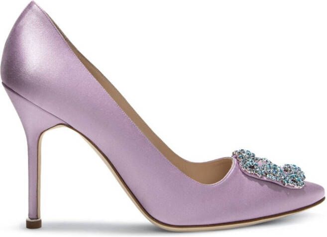 Manolo Blahnik Hangisi satijnen pumps Roze