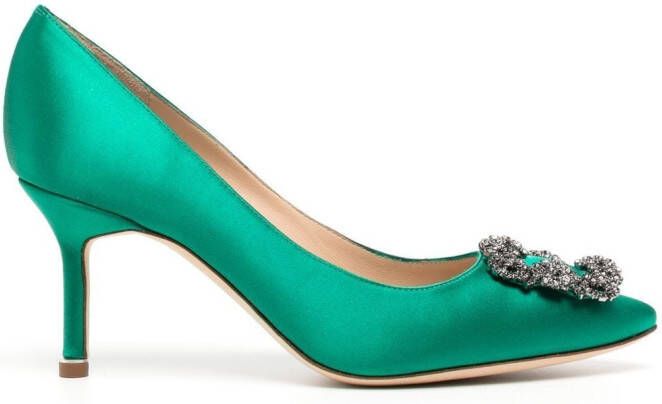 Manolo Blahnik Hangisi verfraaide pumps Groen