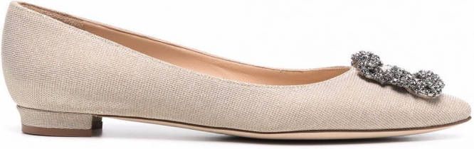 Manolo Blahnik Hangisi ballerina's Beige