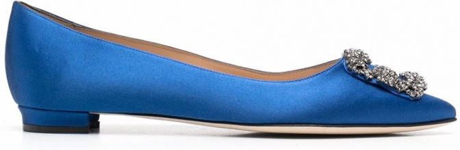 Manolo Blahnik Hangisi ballerina's met gespdetail Blauw