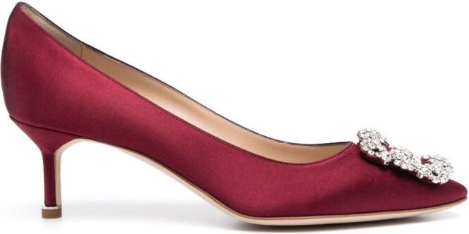 Manolo Blahnik Hangisi pumps met kristallen gesp Rood