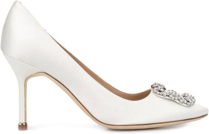 Manolo Blahnik Hangisi pumps met gesp Wit