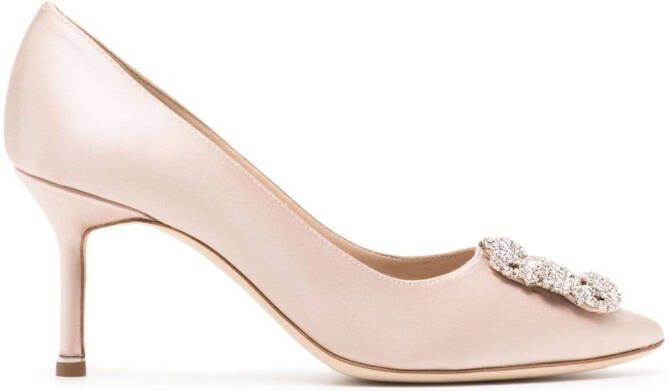 Manolo Blahnik Hangisi pumps met kristallen gesp Roze