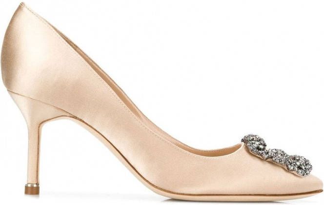 Manolo Blahnik 70 mm Hangisi pumps Beige
