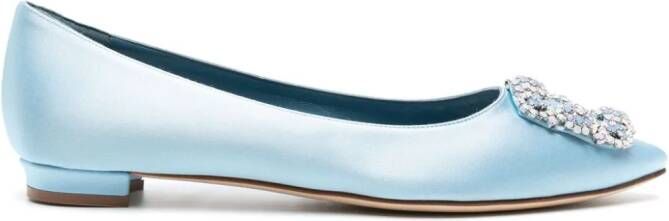 Manolo Blahnik Hangisi satijnen ballerina's Blauw