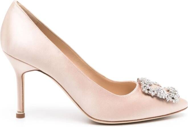 Manolo Blahnik Hangisi satijnen pumps Beige