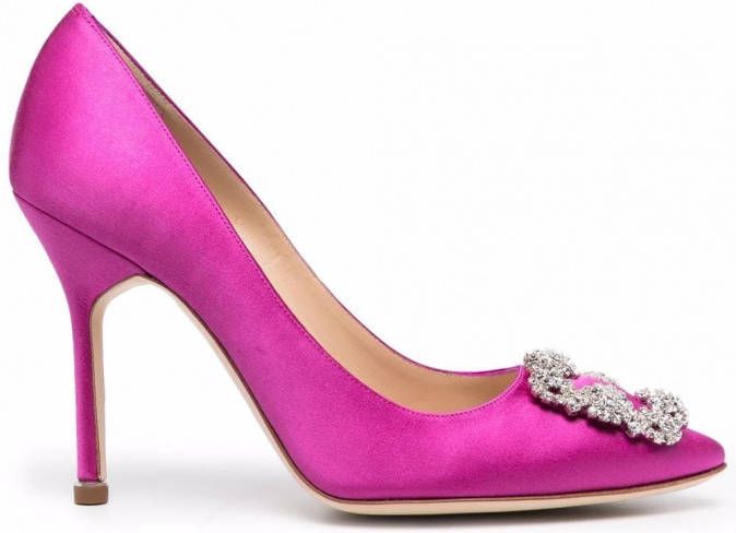 Manolo Blahnik Hangisi satijnen pumps Paars