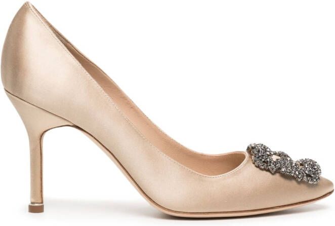 Manolo Blahnik Hangisi satijnen pumps Beige