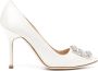 Manolo Blahnik Hangisi satijnen pumps Wit - Thumbnail 1