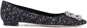 Manolo Blahnik Hangisi silk jacquard ballerinas Zwart