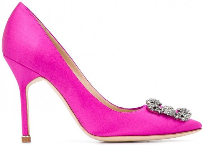 Manolo Blahnik Hangisi zijden pumps Roze