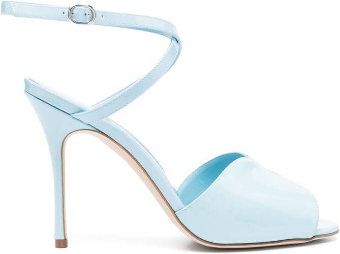 Manolo Blahnik Hourani leren pumps Blauw