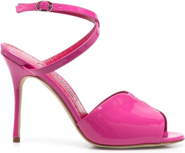 Manolo Blahnik Hourani sandalen met gelakte afwerking Roze