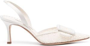 Manolo Blahnik lace-panelling buckle-detail pumps Wit