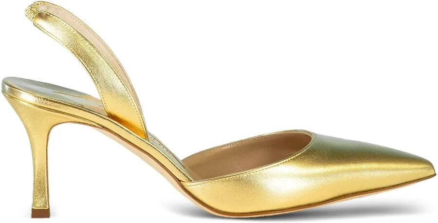 Manolo Blahnik 70 mm Carolyne slingback pumps Goud