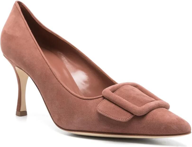 Manolo Blahnik 70 mm Maysale pumps Bruin - Foto 3