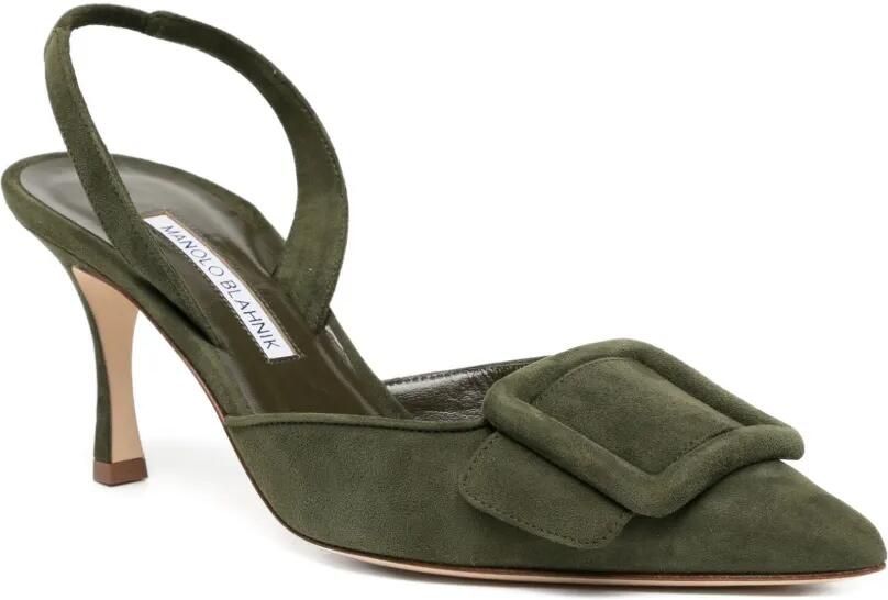 Manolo Blahnik 70 mm Maysli pumps met hak Groen - Foto 3